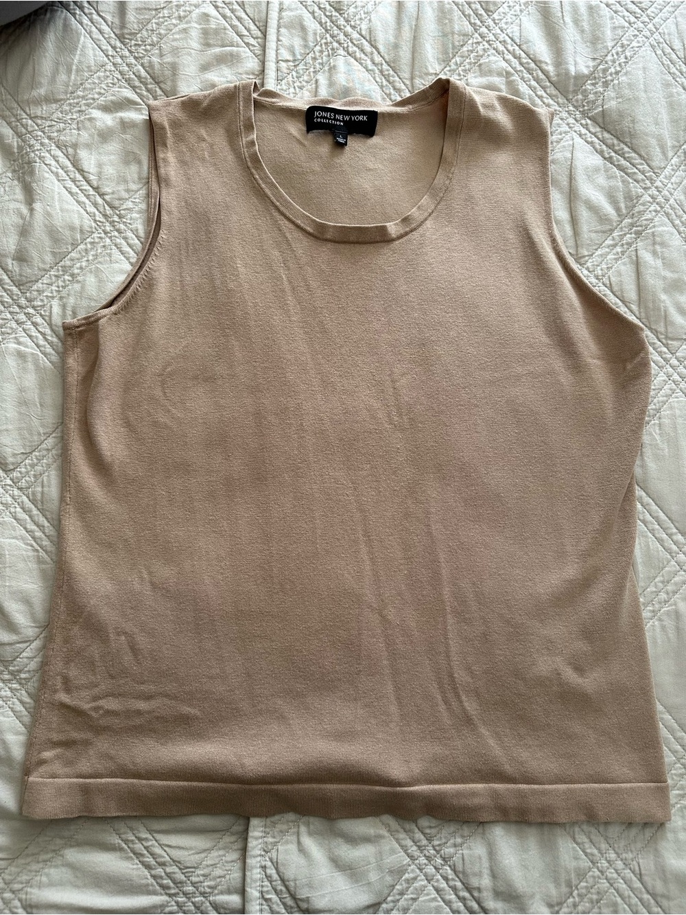 Jones New York Taupe / Tan Sleeveless Knit Silk Blend Tank Top